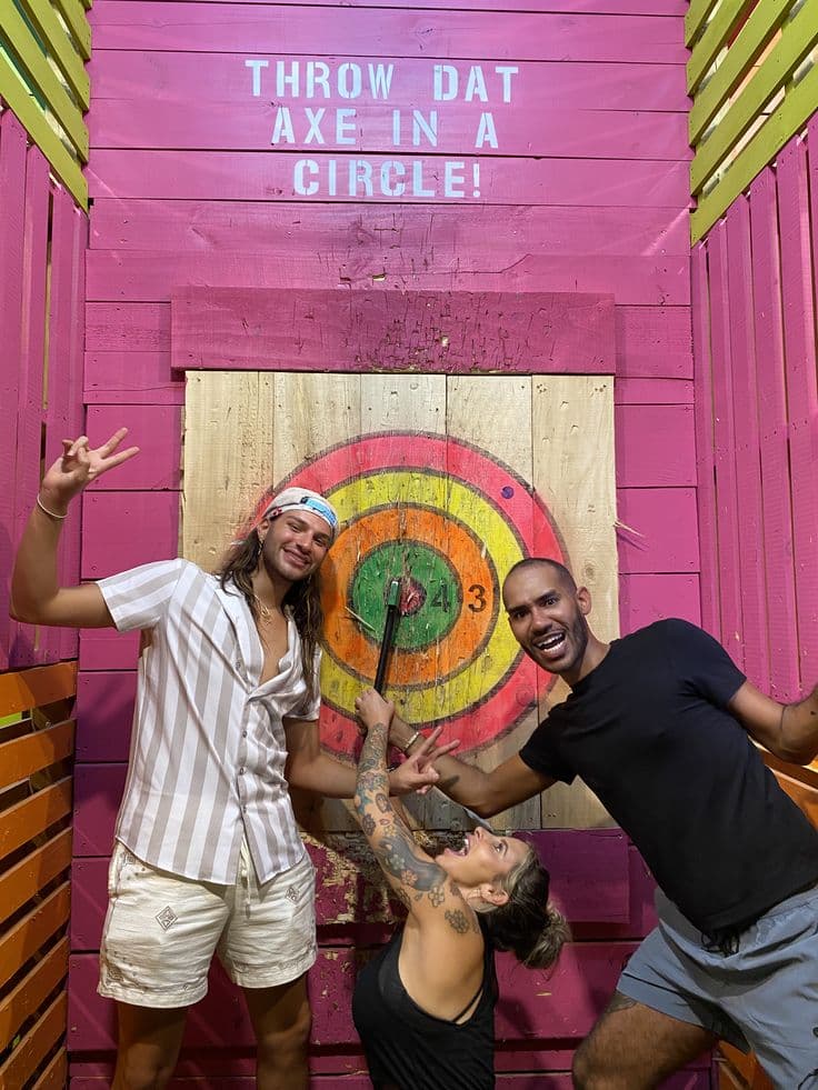 Throw Dat Axe In A Circle — group at the pink axe range